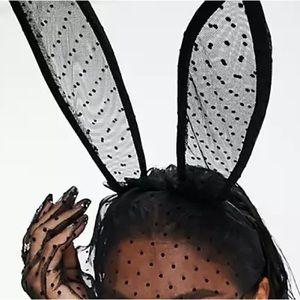 Black Lace Polka Dot Bunny Ears